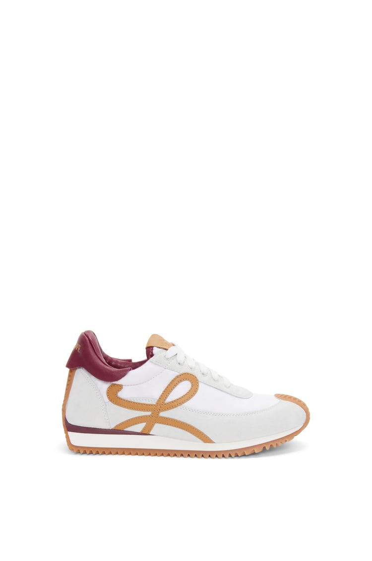 LOEWE Flow Runner in mix nylon and suede White/ Raspberry