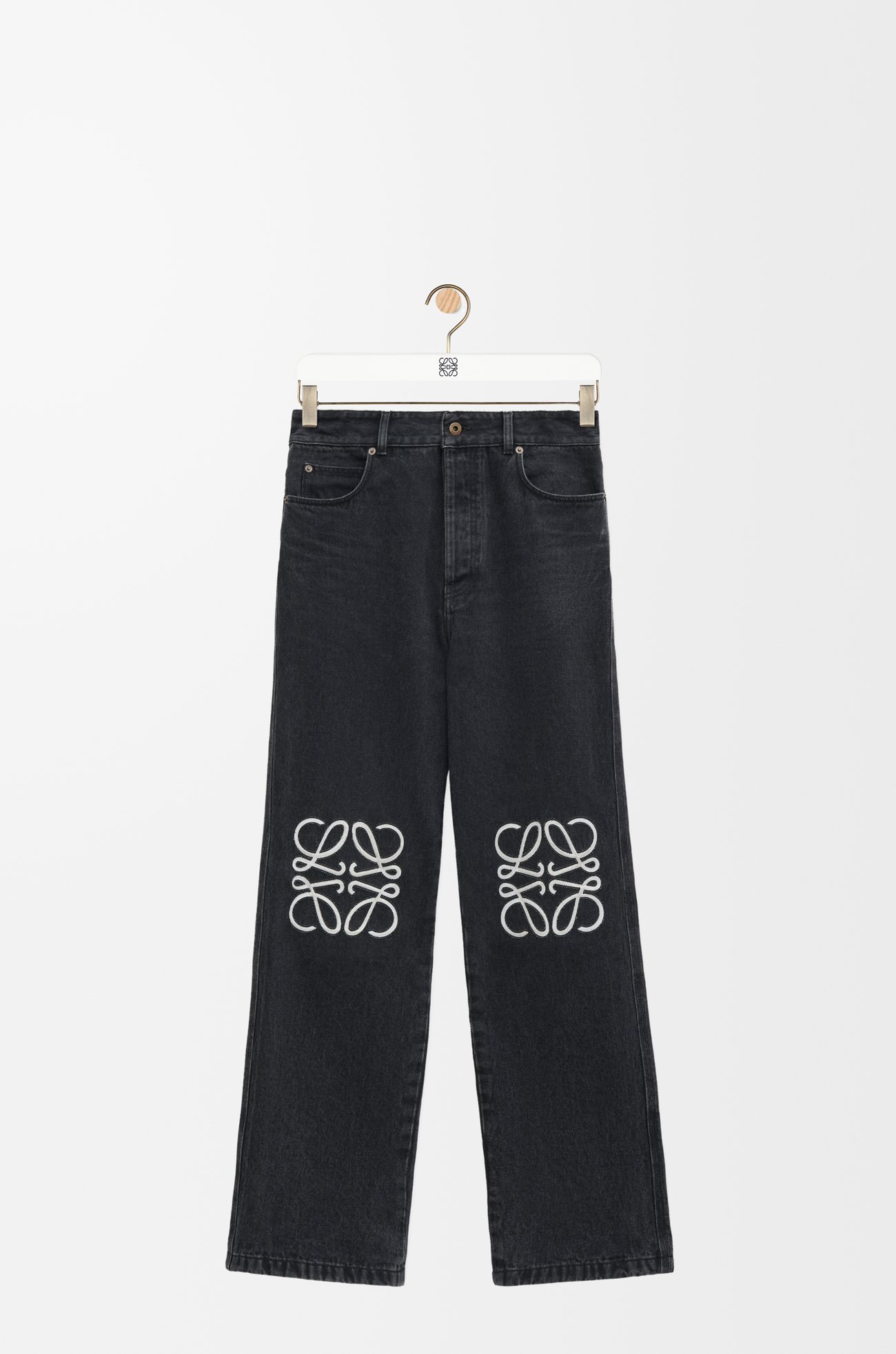 LOEWE 单宁布 Anagram 宽松牛仔裤 黑色