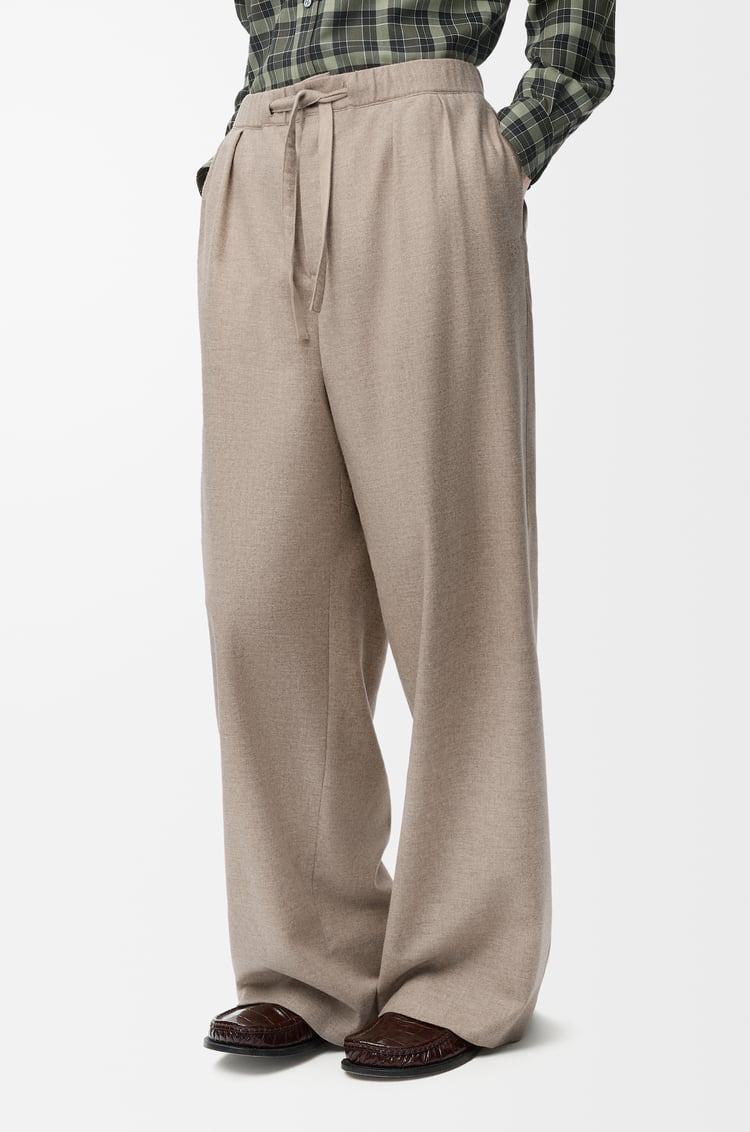 LOEWE Drawstring trousers in wool and cashmere Beige Melange