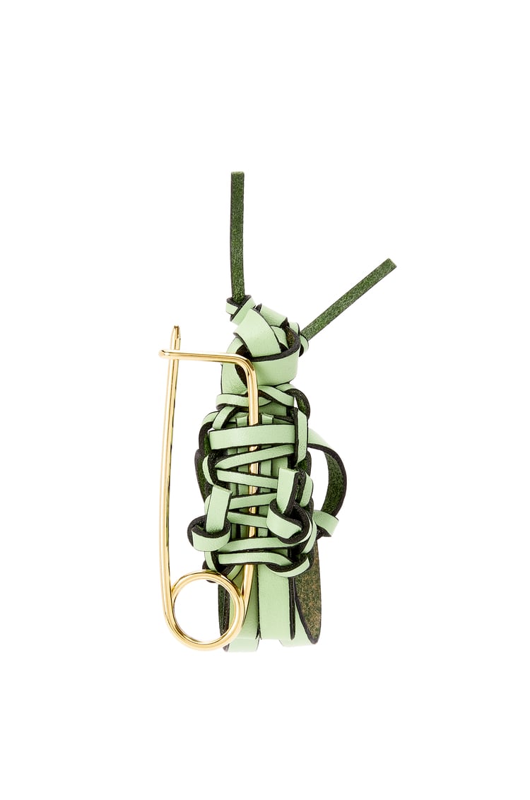 LOEWE Grasshopper pin charm in calfskin and metal Jade