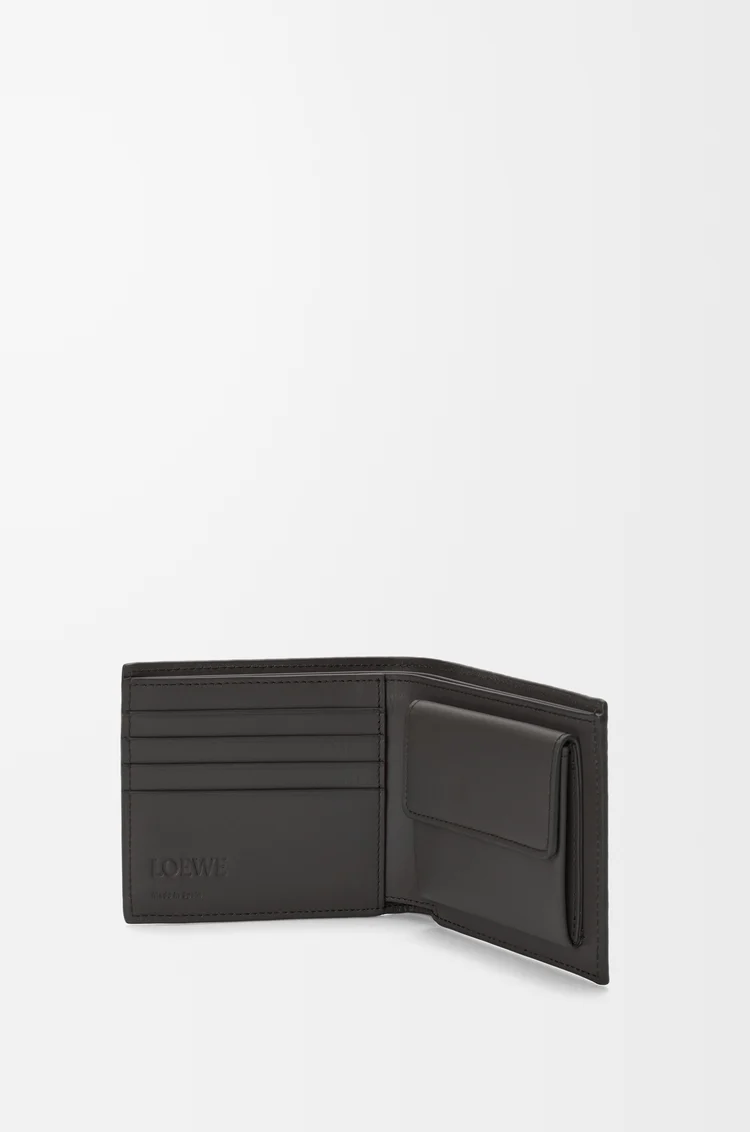 LOEWE Portefeuille à deux volets en cuir de veau classique texturé Gris Foncé