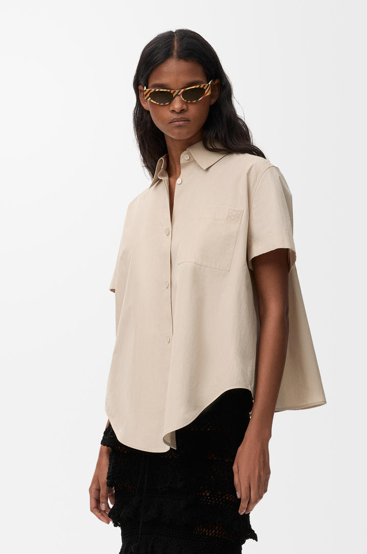 LOEWE 棉质短袖衬衫 浅米色