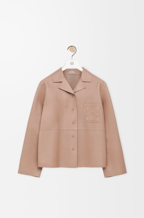 LOEWE Blouse pyjama en cuir d'agneau nappa Beige