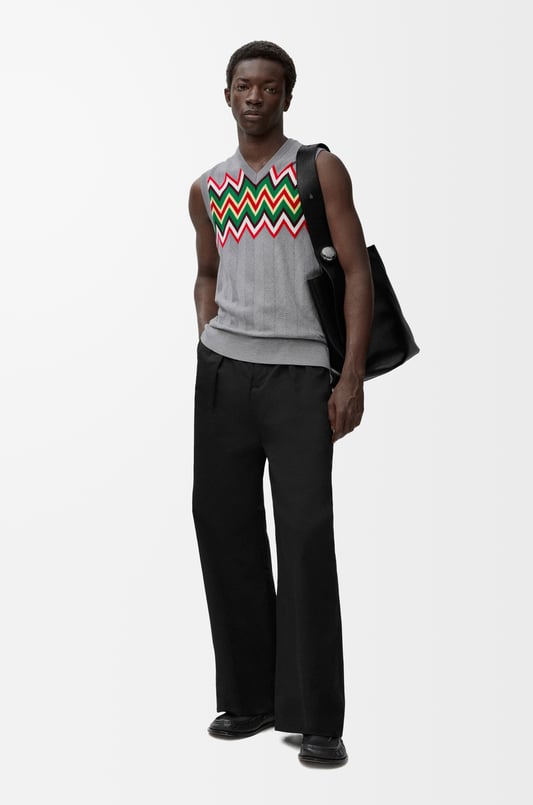 LOEWE Jersey sin mangas en lana Gris/Multicolor