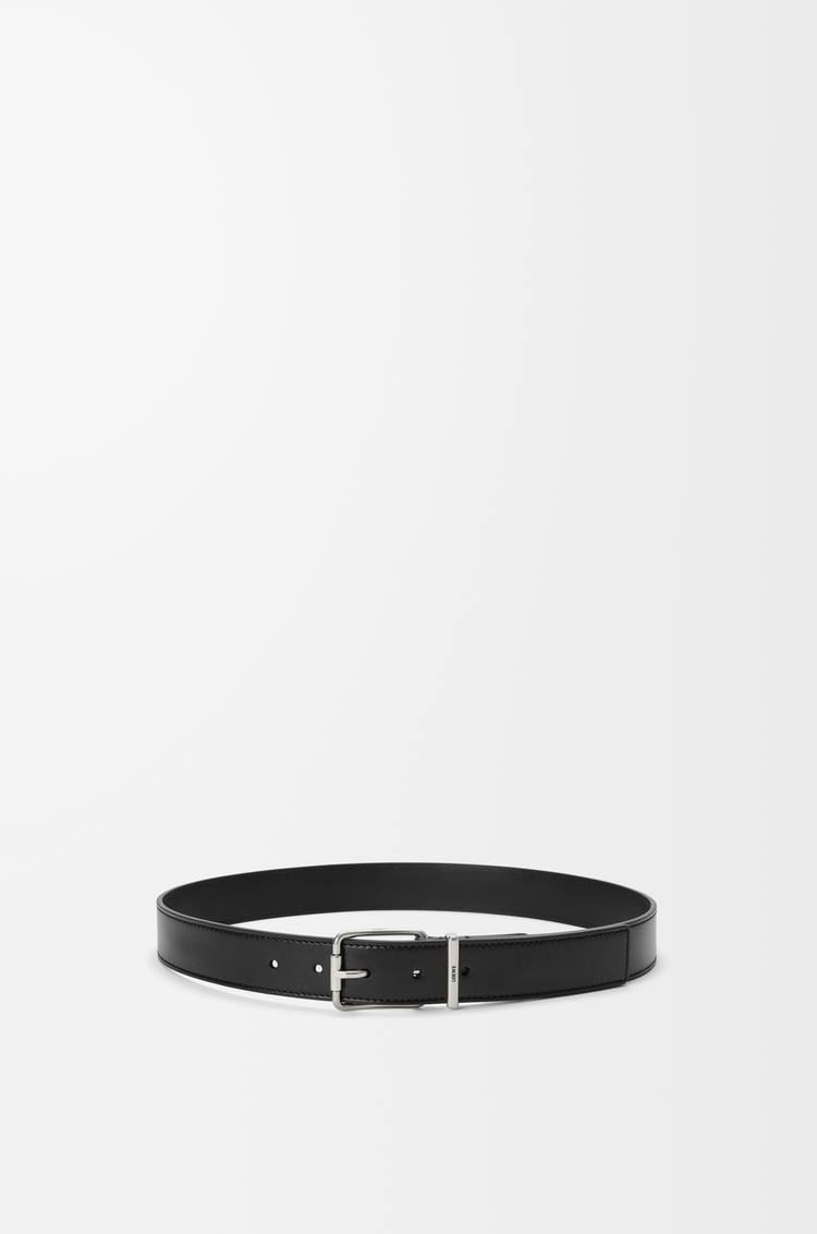 LOEWE 亮面光滑小牛皮經典腰帶 黑色/復古鈀金色