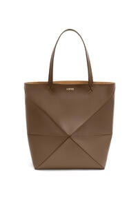 LOEWE XL Puzzle Fold Tote in shiny calfskin Umber