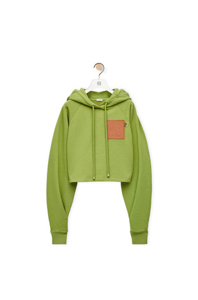 LOEWE Anagram cropped hoodie in cotton Green Bean