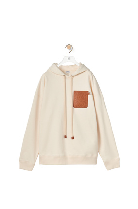 LOEWE Anagram leather patch hoodie in cotton White Ash plp_rd