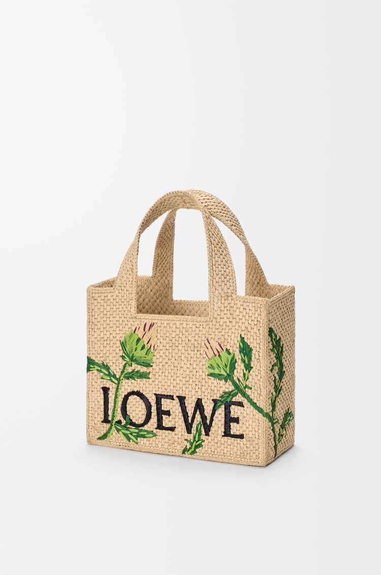 LOEWE 小型酒椰纖維 LOEWE Font 托特包 自然色/綠色