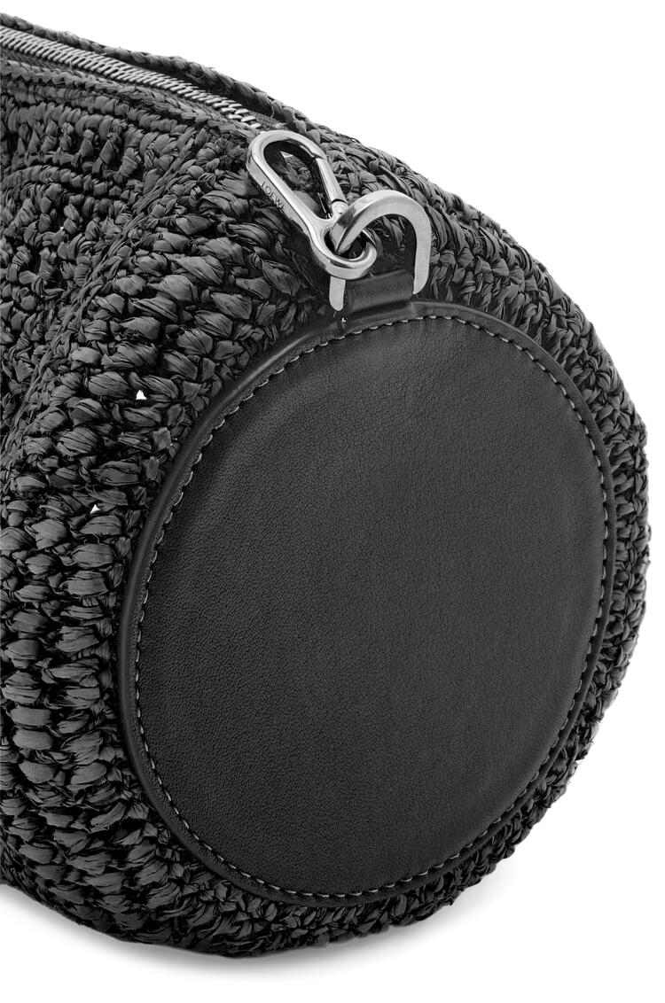 LOEWE Bracelet Pouch en rafia y piel de ternera Negro/Negro