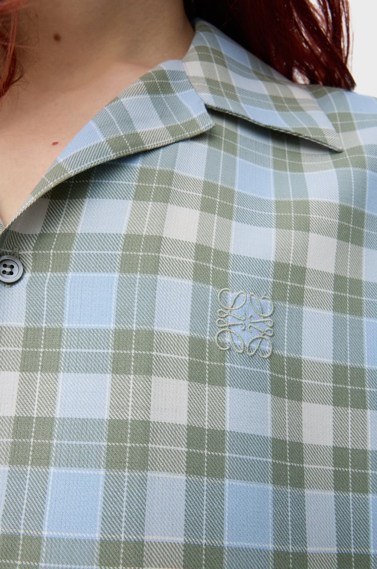 LOEWE Camicia a maniche corte in misto lana Azzurro/Bianco
