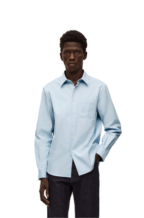 LOEWE Anagram debossed shirt in cotton Light Blue