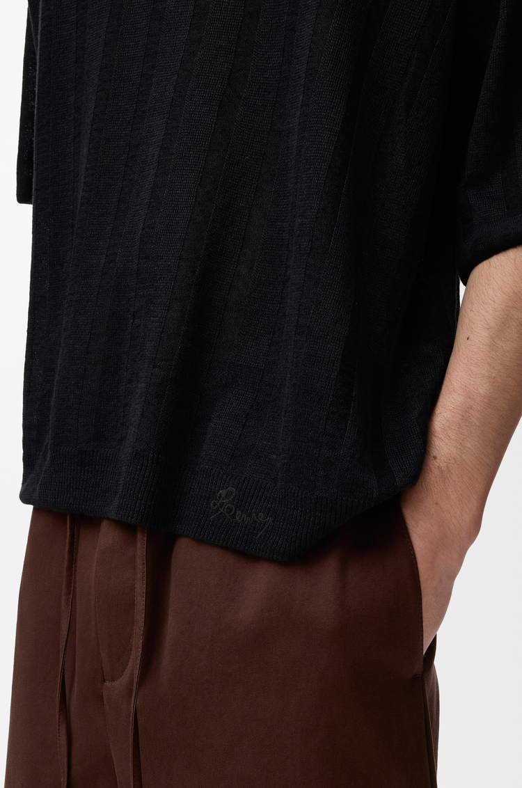 LOEWE Top de manga corta en lino Negro