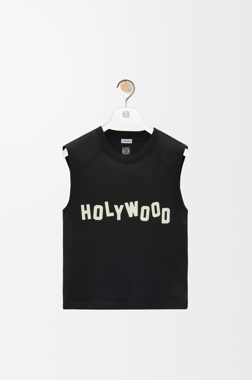 LOEWE Sleeveless T-shirt in cotton and viscose Black