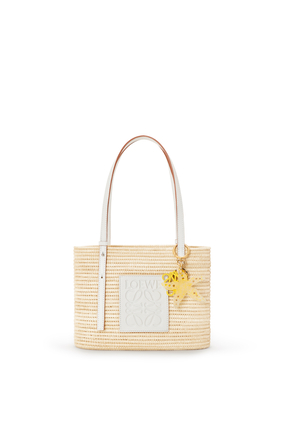 LOEWE Small Square Basket bag in raffia and calfskin & Starfish keyring in silicone and classic calfskin 