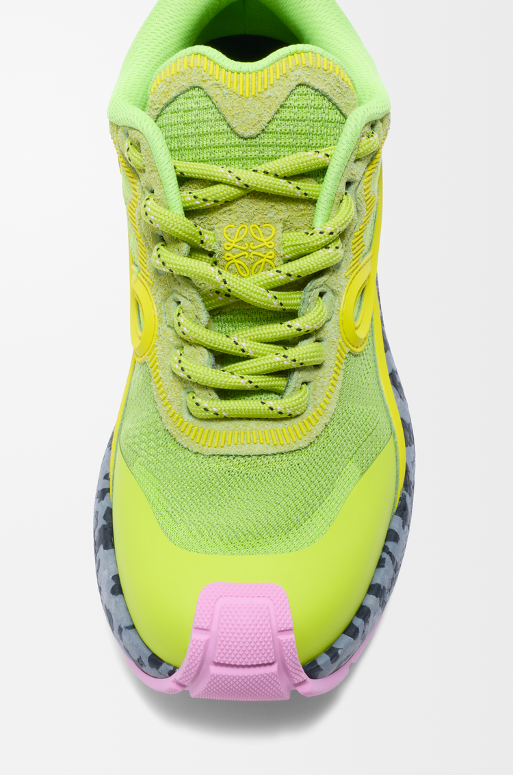 LOEWE Zapatilla Pogo en punto técnico y ante Verde/Amarillo/Negro