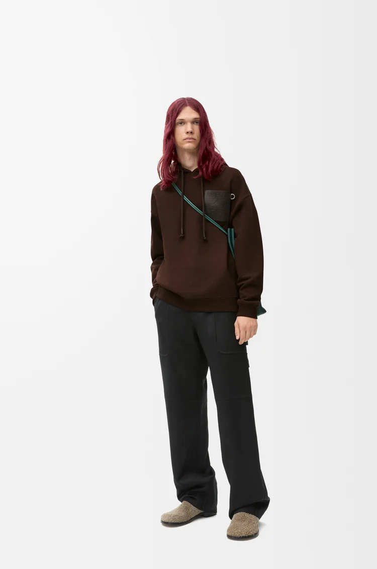 LOEWE Sudadera con capucha de corte holgado en algodón Marrón Chocolate
