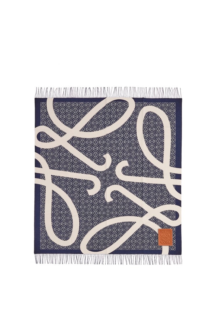 LOEWE Anagram blanket in wool 海軍藍