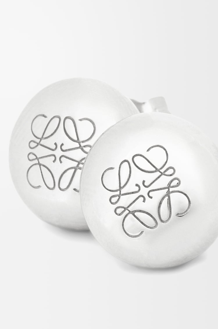 LOEWE 純銀 Anagram Pebble 鉚釘耳環 銀色