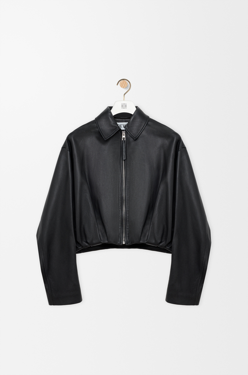 LOEWE Chaqueta drapeada en piel napa de cordero Negro