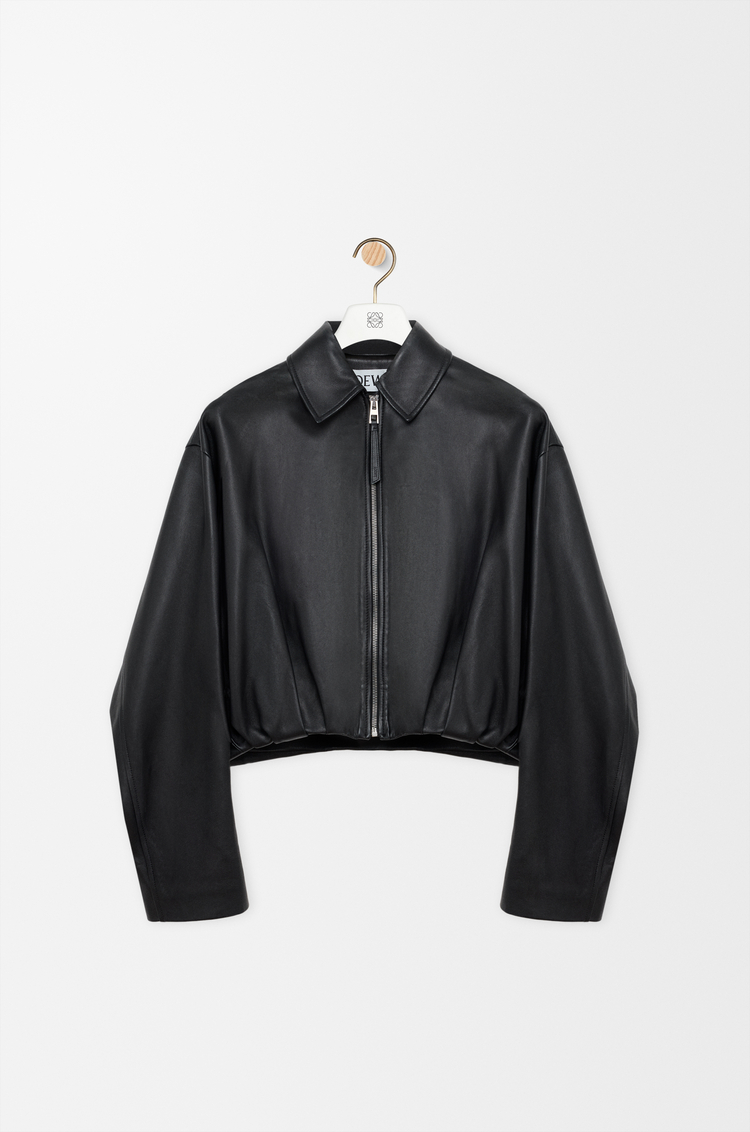 LOEWE Chaqueta drapeada en piel napa de cordero Negro
