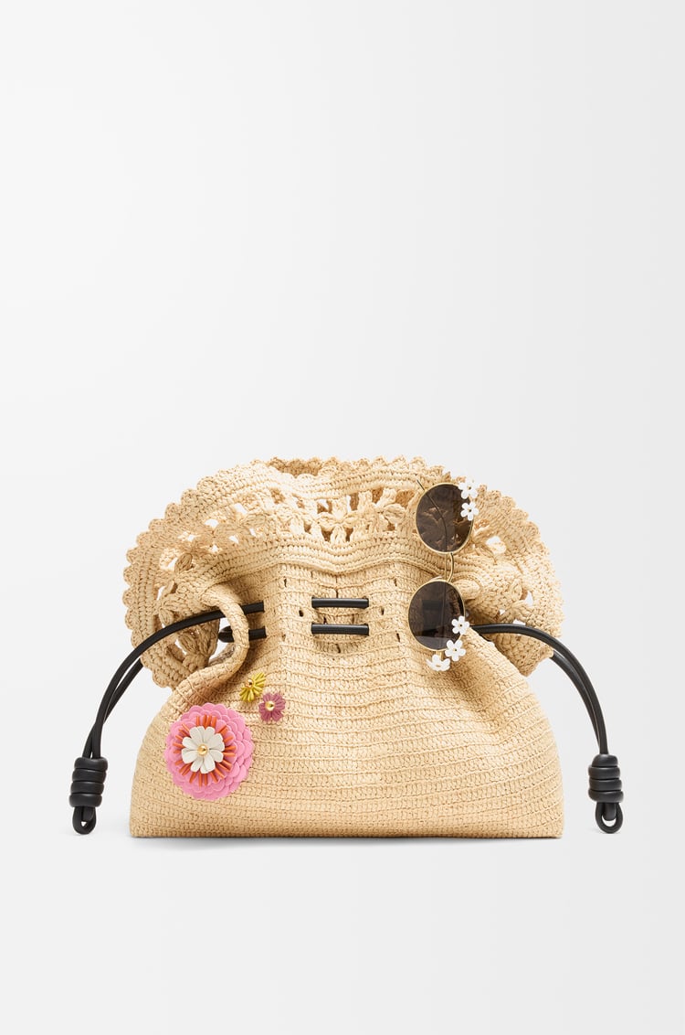 LOEWE Broche fleur en cuir de veau Jaune