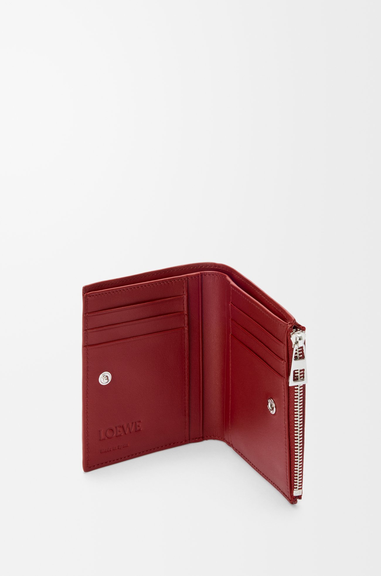 LOEWE Slim compact wallet in classic calfskin Burnt Red