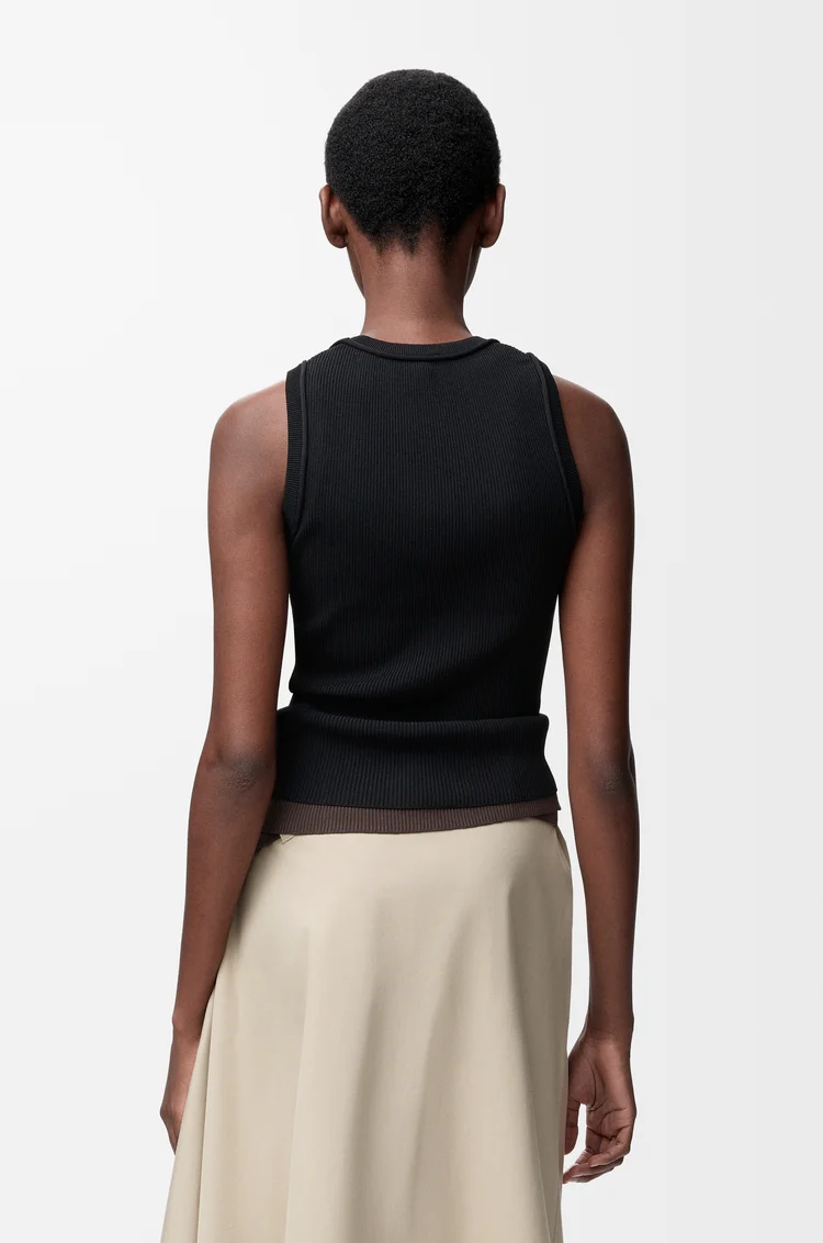 LOEWE Top Anagram sin mangas en viscosa elástica Negro