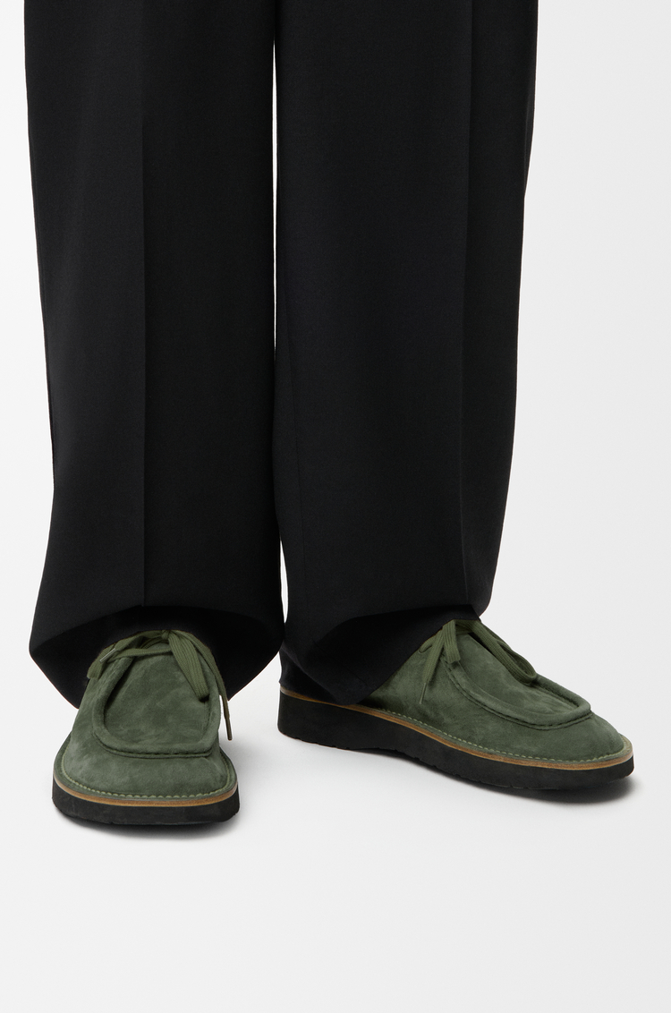 LOEWE Faro lace-up in suede calfskin Sage