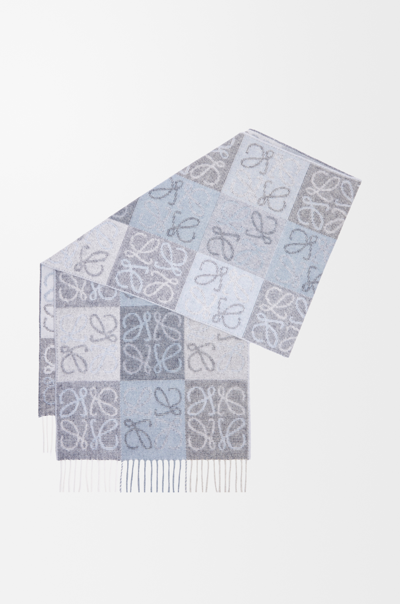 LOEWE Scarf in wool and cashmere Blue/White