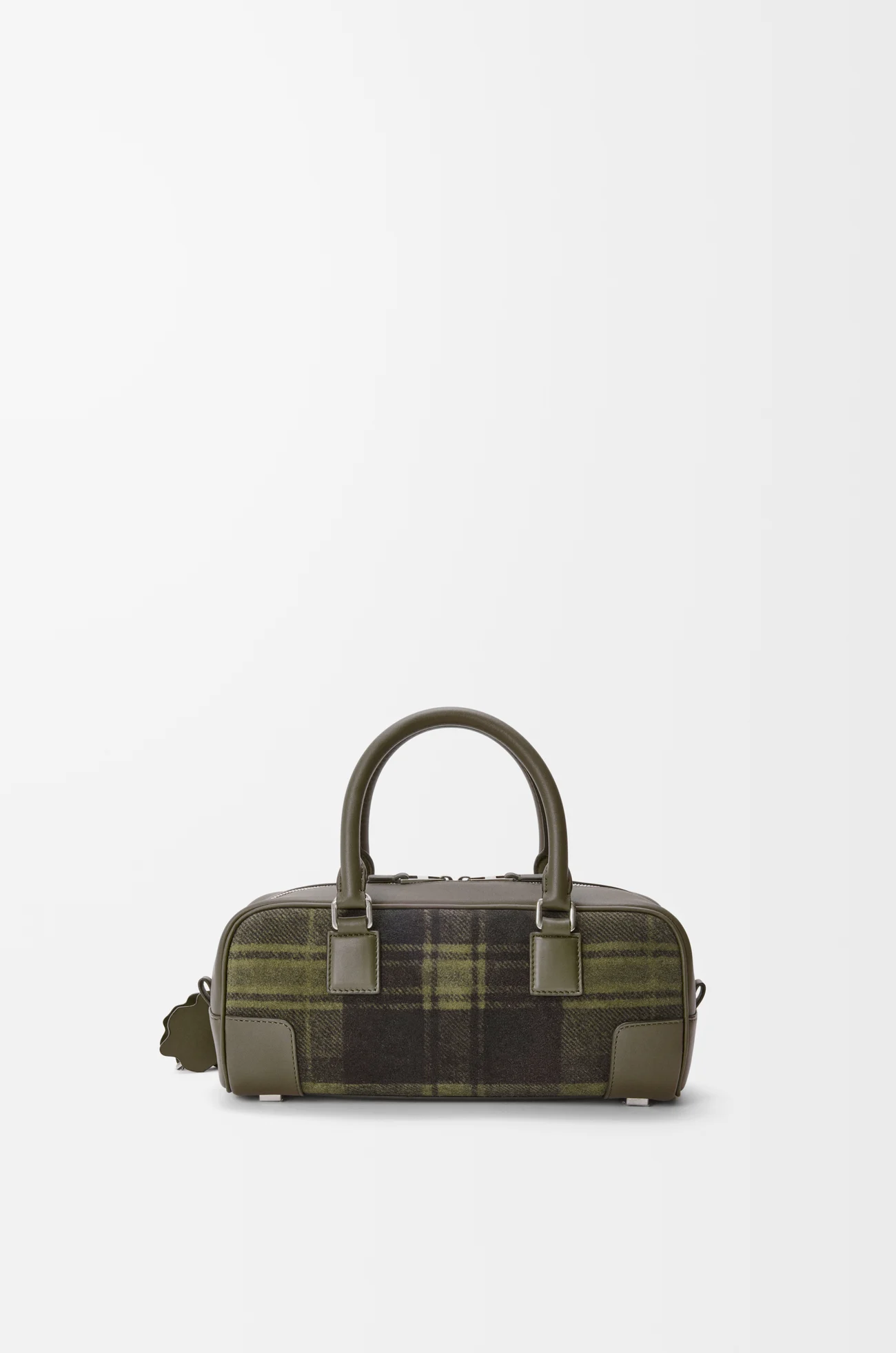 LOEWE 格纹绒面革和纳帕牛皮革 Amazona 23 Cropped 手袋 卡其色/绿色