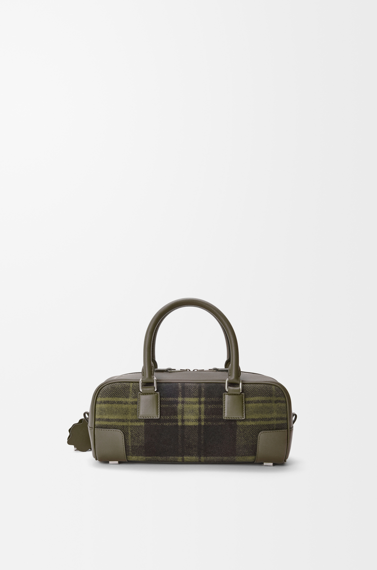 LOEWE 格纹绒面革和纳帕牛皮革 Amazona 23 Cropped 手袋 卡其色/绿色
