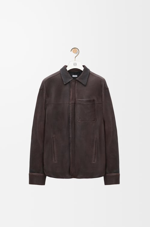 LOEWE Overshirt in nappa lambskin Dark Brown