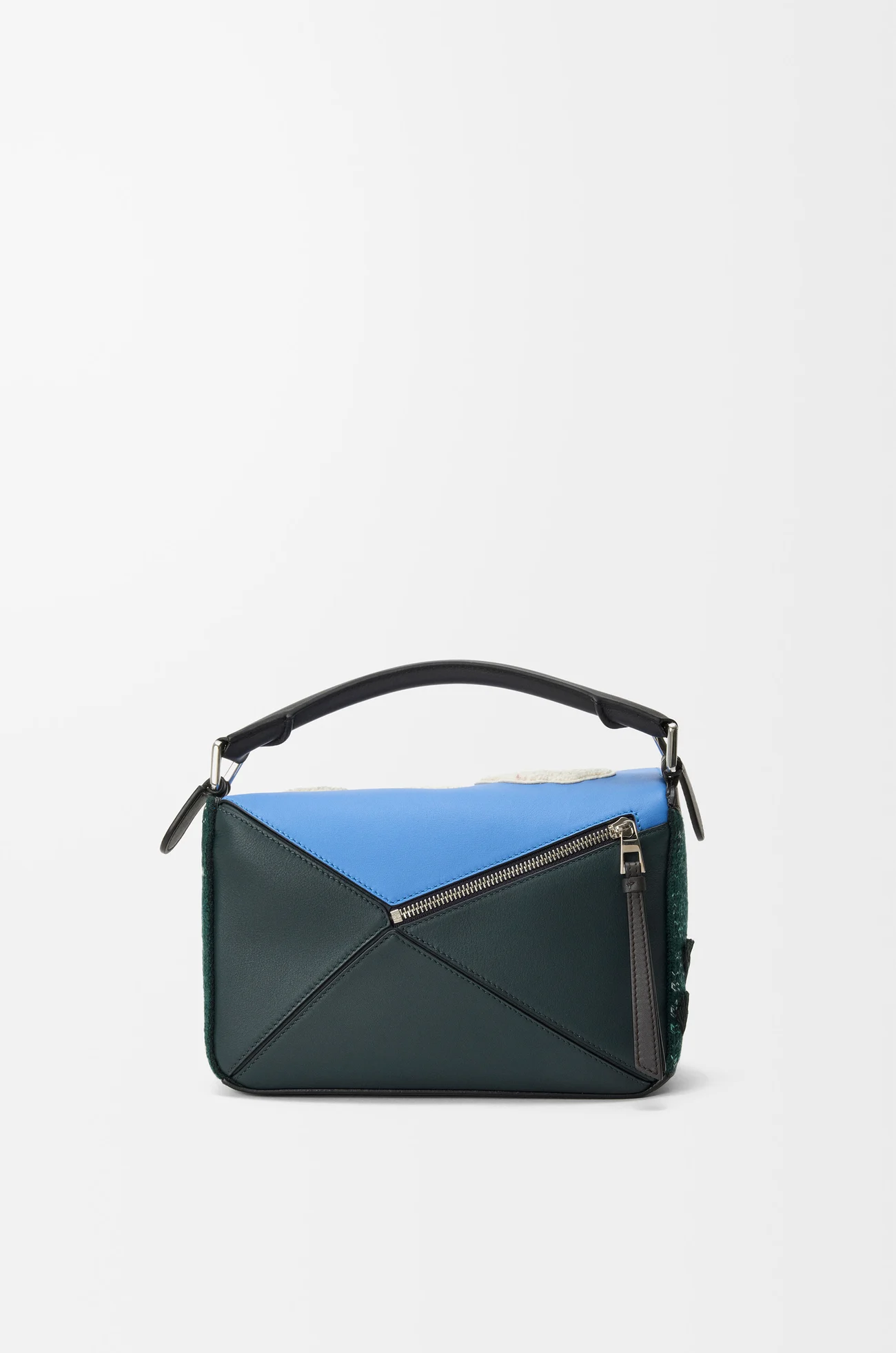 LOEWE Futurist Cat small Puzzle bag in embroidered knit and classic calfskin Multicolor Green