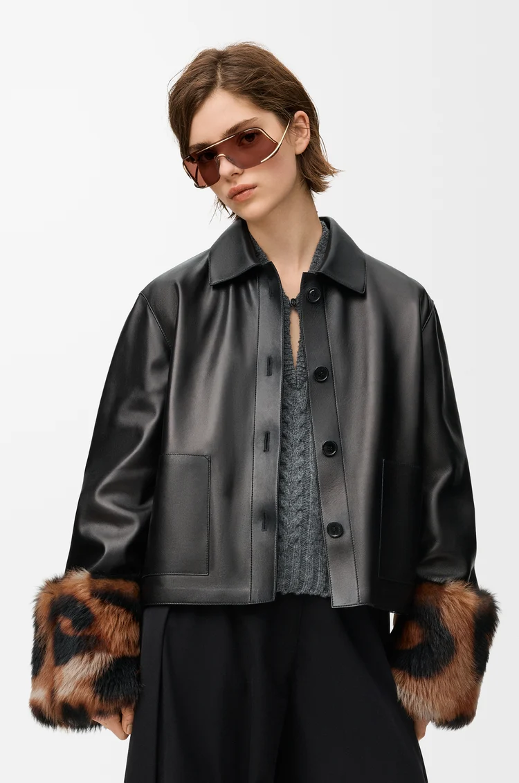 LOEWE Turn-up jacket in nappa lambskin Black