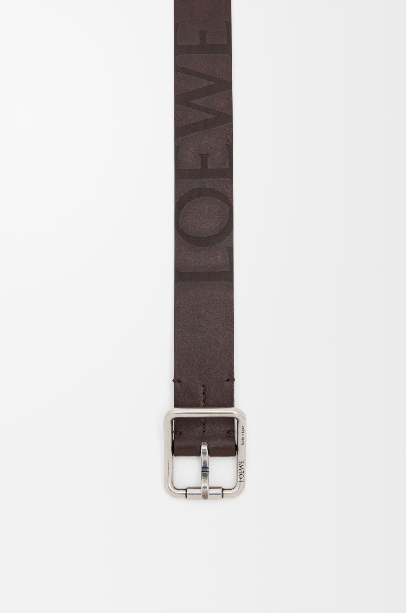 LOEWE Cinturón Double Roller Curve en piel de ternera Puro Oscuro/Paladio Vintage