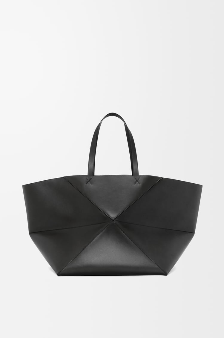 LOEWE XXL Puzzle Fold tote in shiny calfskin Black