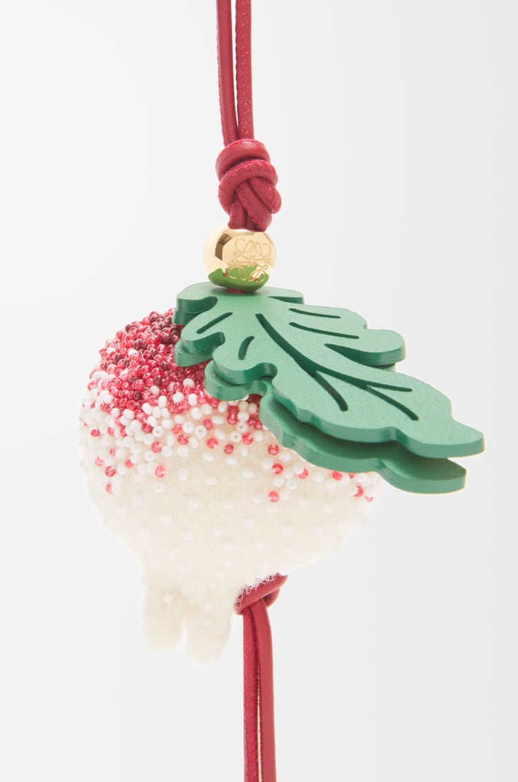 LOEWE Charm Radish en fieltro con cuentas Carmesí/Blanco Suave