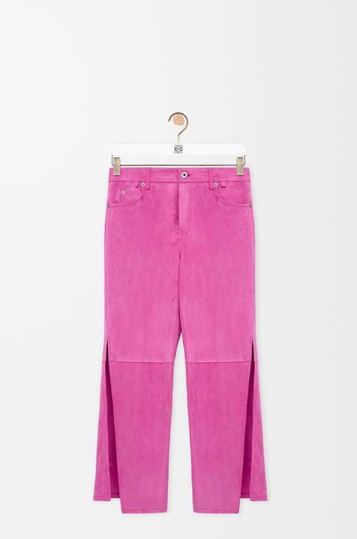 LOEWE 绒面羊皮革长裤 粉色