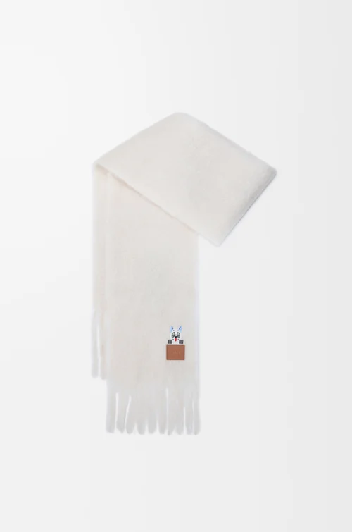 LOEWE Bufanda en mezcla de mohair y lana Blanco
