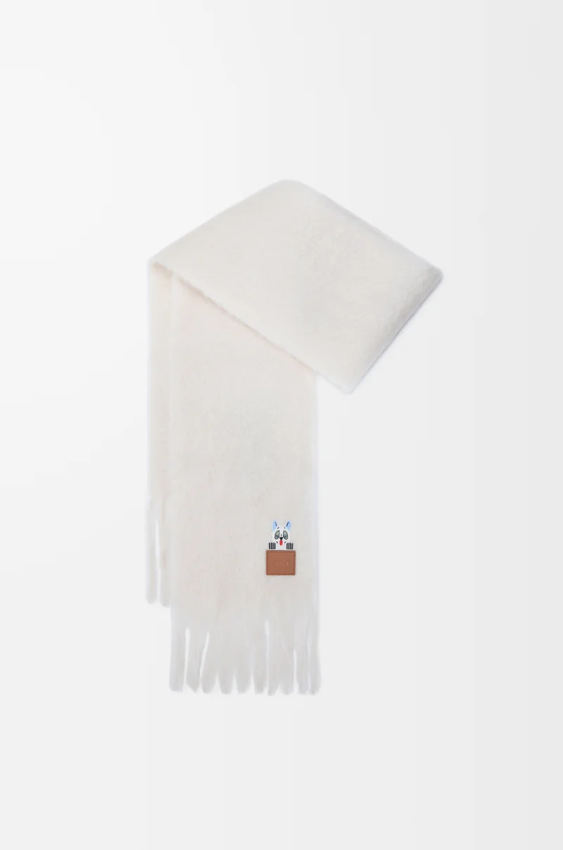 LOEWE Bufanda en mezcla de mohair y lana Blanco