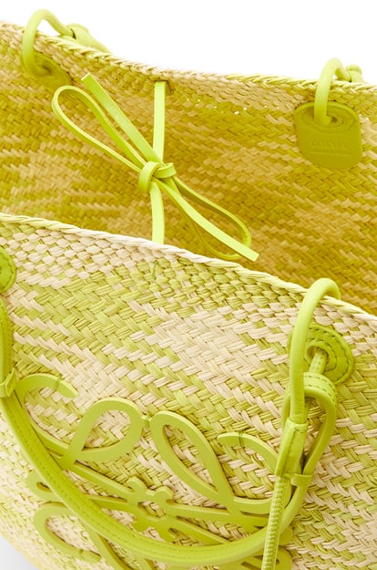 LOEWE Large Anagram Basket bag in raffia and calfskin Natural/Lime Green plp_rd