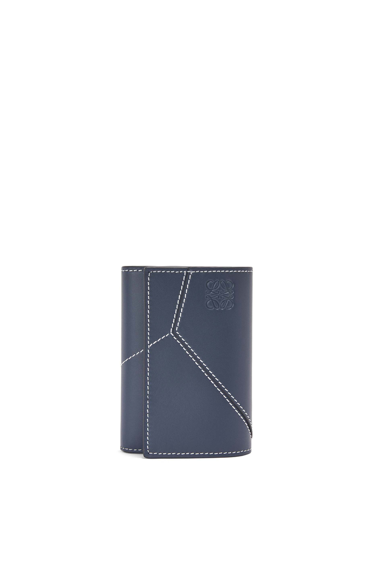 LOEWE Puzzle stitches small vertical wallet in smooth calfskin 海洋藍