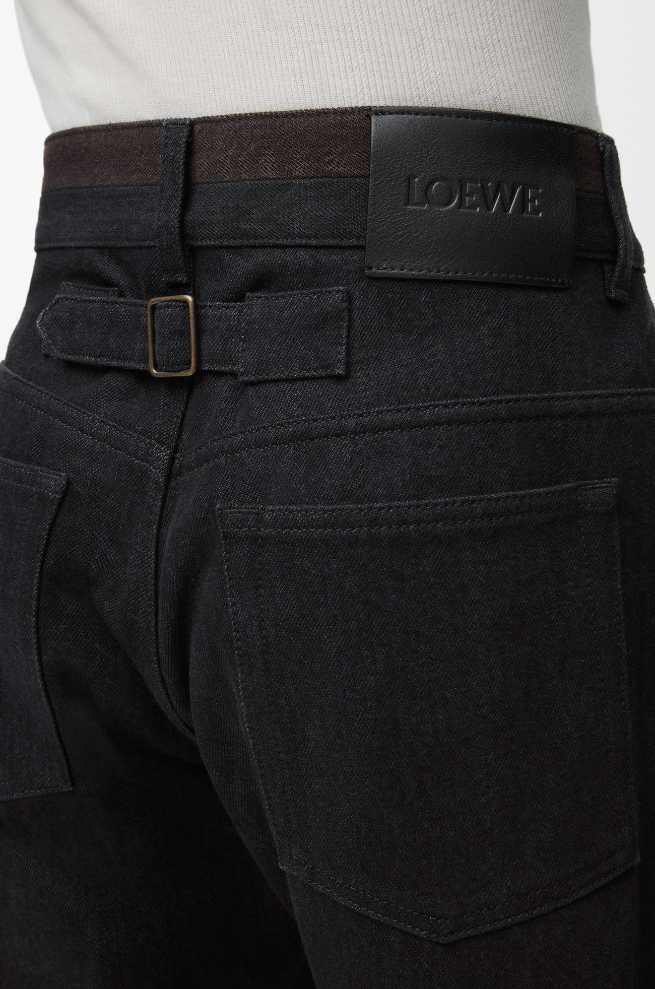 LOEWE Turn-up jeans in denim Black/Burgundy