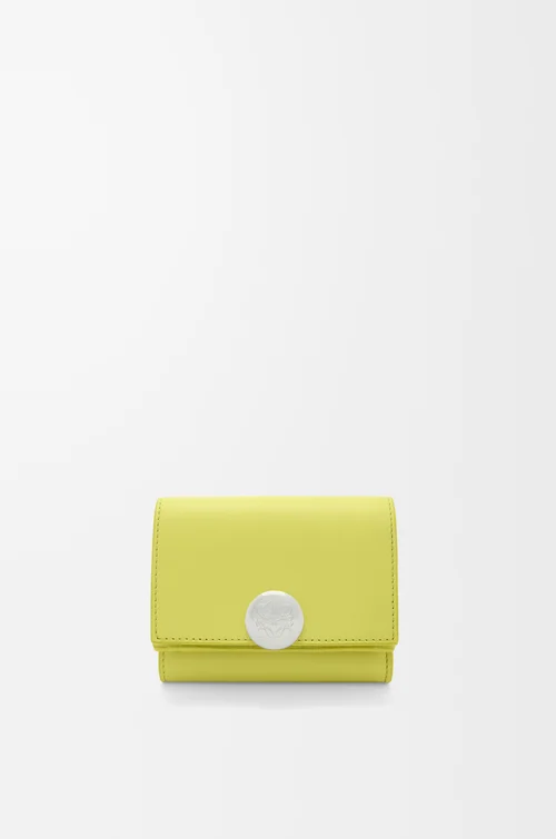 LOEWE 亮面纳帕牛皮革 Pebble 三折钱包 浅黄晶色