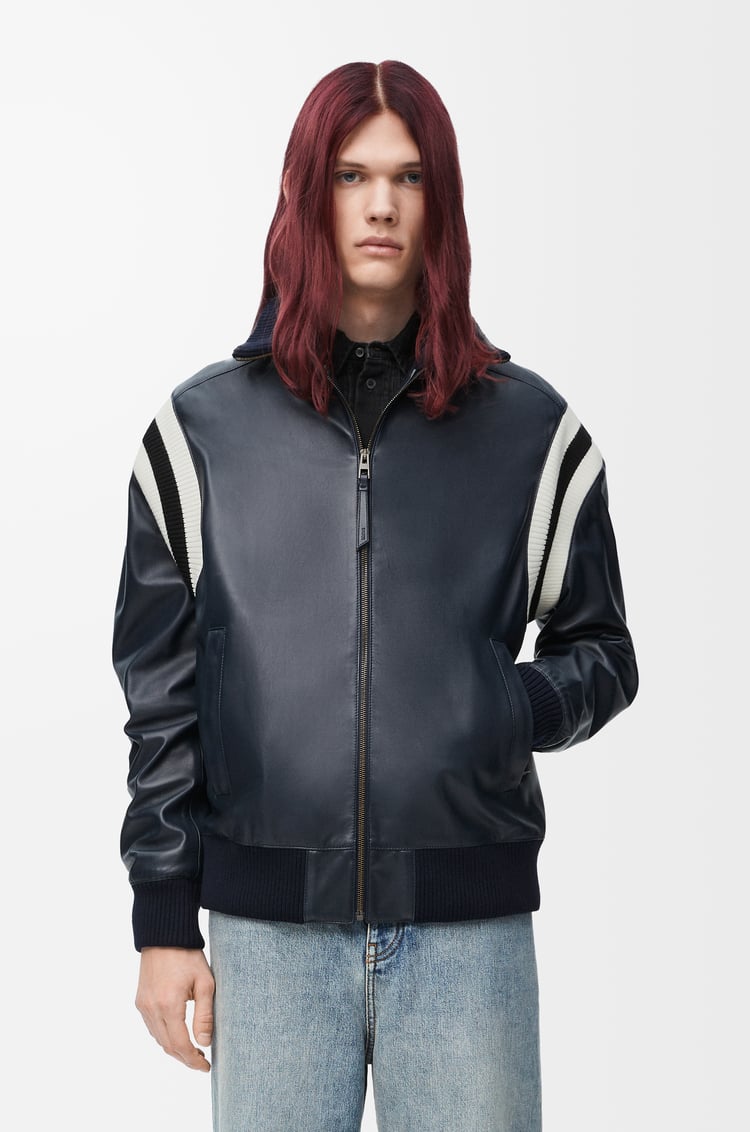 LOEWE Bomber jacket in nappa lambskin Dark Navy