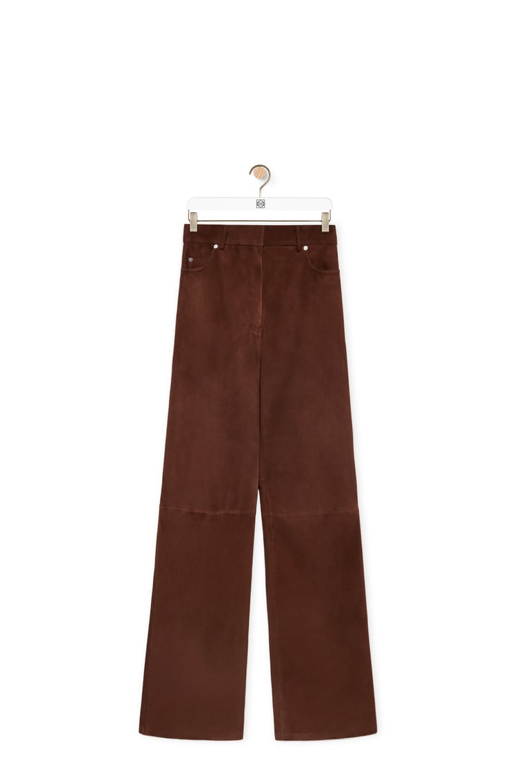 LOEWE High waisted trousers in suede Stone