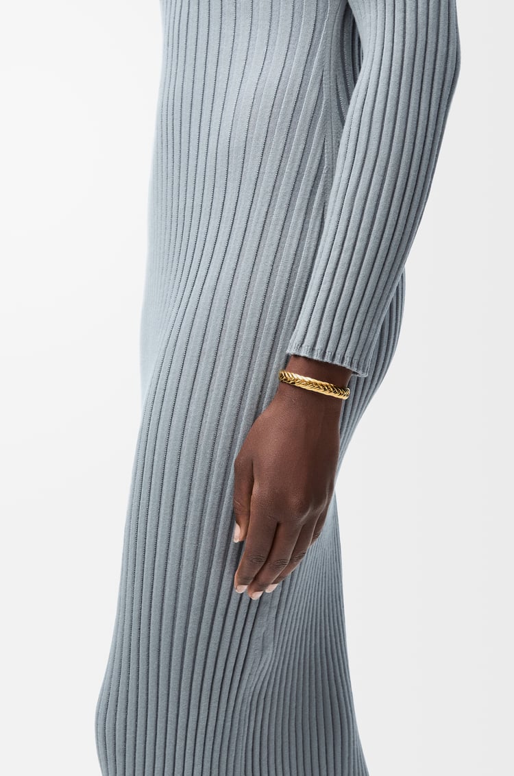 LOEWE Brazalete trenzado fino en plata de ley Dorado