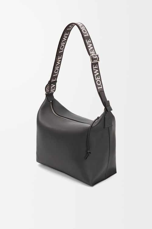 LOEWE Bolso bandolera Cubi en piel de ternera y jacquard Gris Oscuro