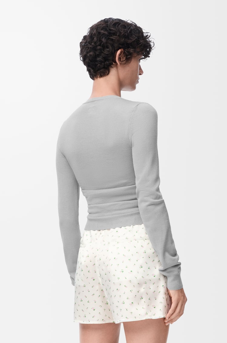 LOEWE Draped cardigan in cashmere and silk Light Grey